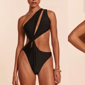 🔥mocha brown cutout one piece swimsuit